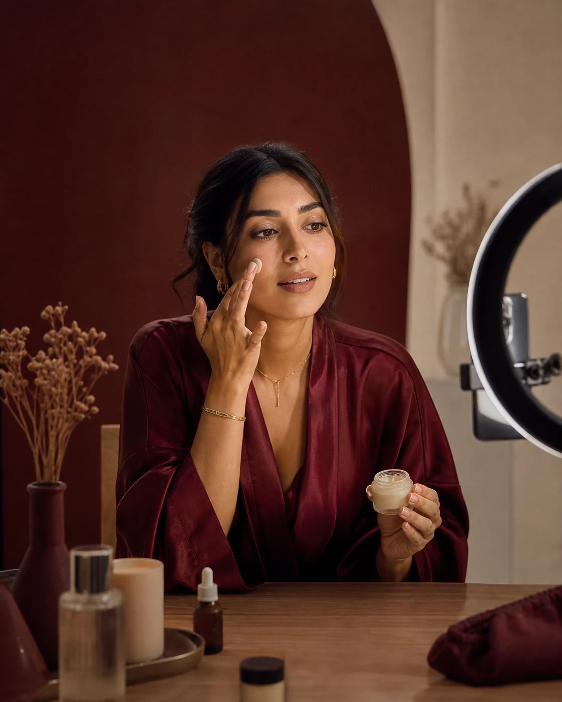 Creator filming a beauty routine